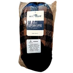 Men's NEO Cozy Cabin Buff Check UFF Slipper large 8-12.5‎ Brown
